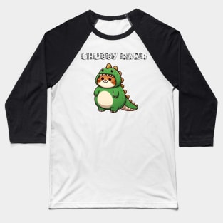 Chubby Dino Cat Baseball T-Shirt